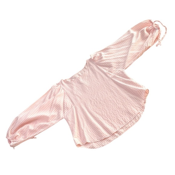 SAMPLE EUC Puff Sleeve Blouse in Apricot Seersucker Size M - Picture 3 of 10